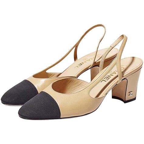 chanel shoes with heels|chanel slingback beige and black.